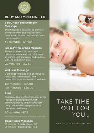 Holistic Massage and Reiki. Massage menu image