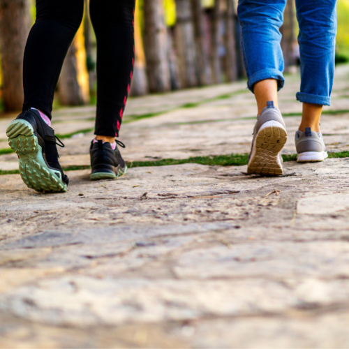Therapist and client walking