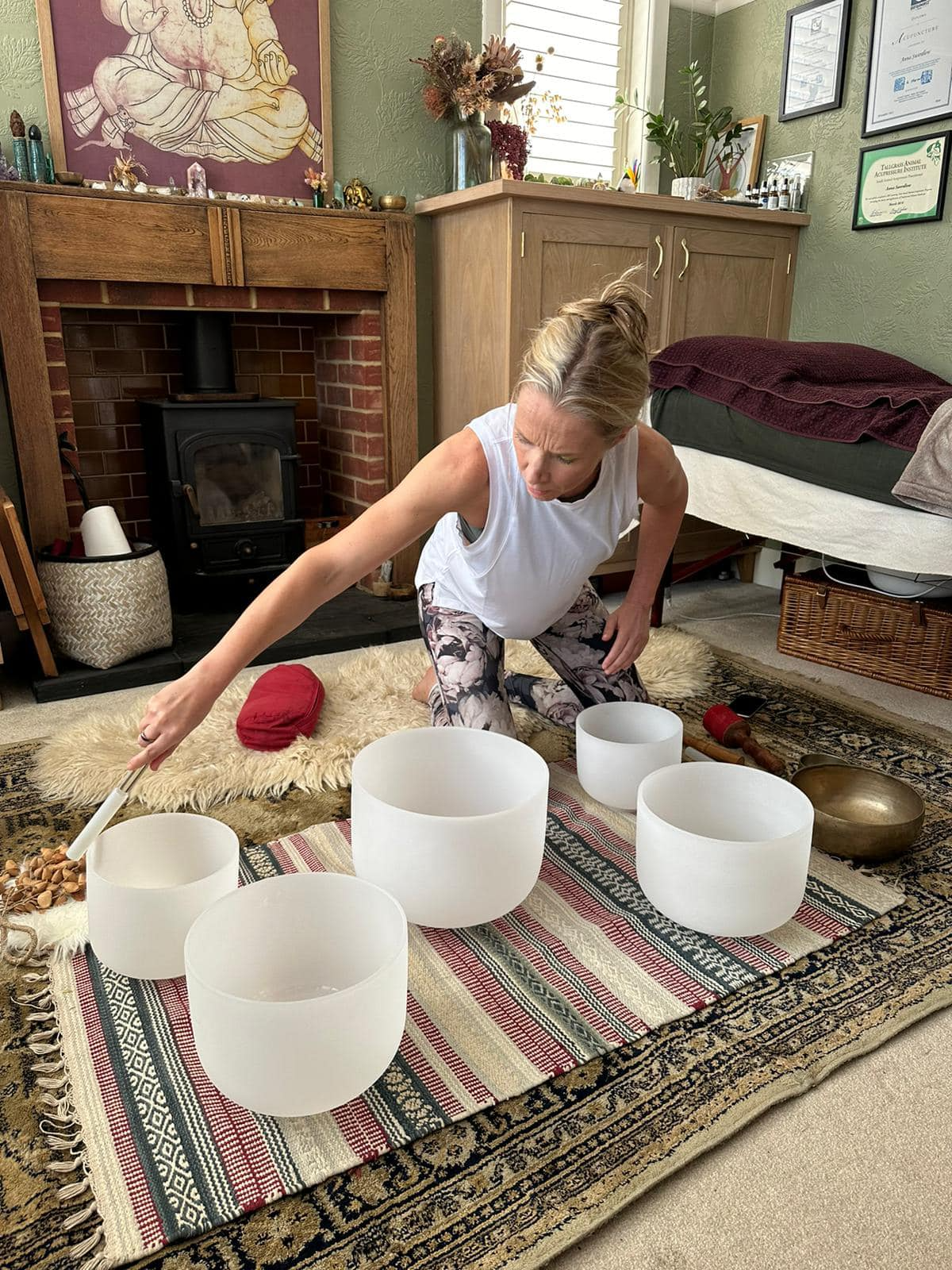 Michelle with crystal bowls